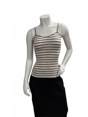 Express Striped Cami Tank Top Brown Cream Adjustable Straps